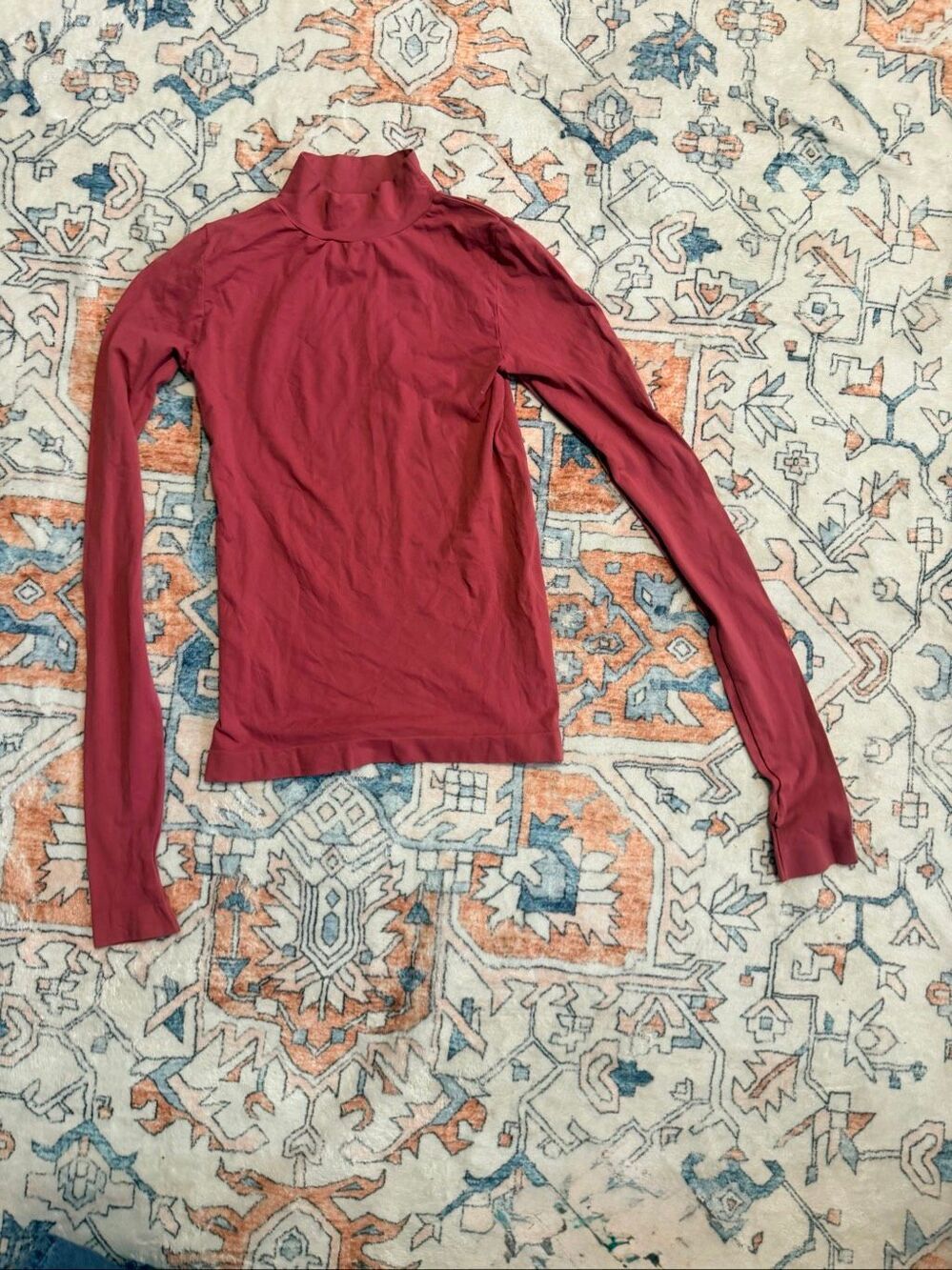 Intimately Free People Red/Purple Ribbed Turtleneck Long Sleeve Top Size M/L